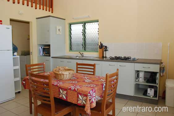 kitchen and dining area at Whitesands Rarotonga vacation rental