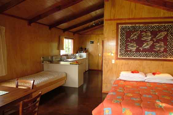 king size beds with an extra single bed in two of the bungalows