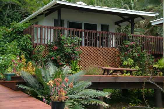 exterior of one of the Muri Lagoon View Bungalows