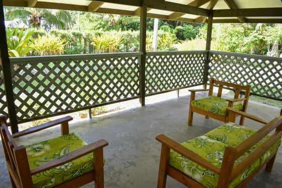The covered veranda has a lot of space