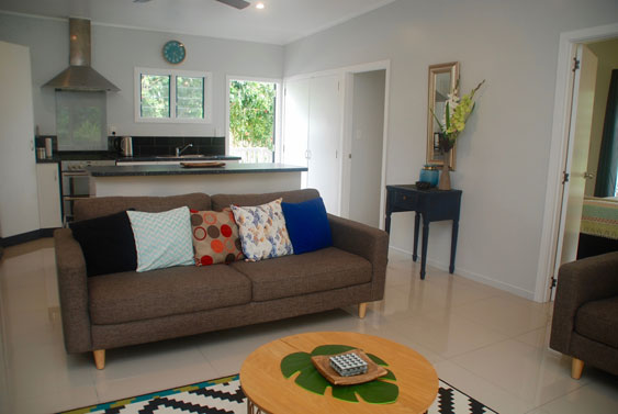 Lounge view from the veranda at Tai and Tetes', Muri, Rarotonga