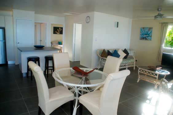 Light and airy inside at Areora Beachfront Escape, Rarotonga, Titikaveka