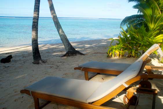 On the beach at Areora Beachfront Escape, Rarotonga, Titikaveka