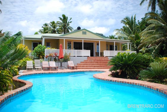 exterior of Heritage with pool in the foreground, in Rarotonga, Cook Islands