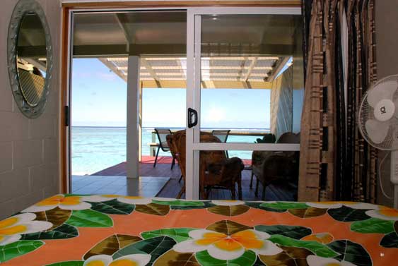 Islander's master bedroom has views of the beach and lagoon with sliding doors out to the large covered verandah