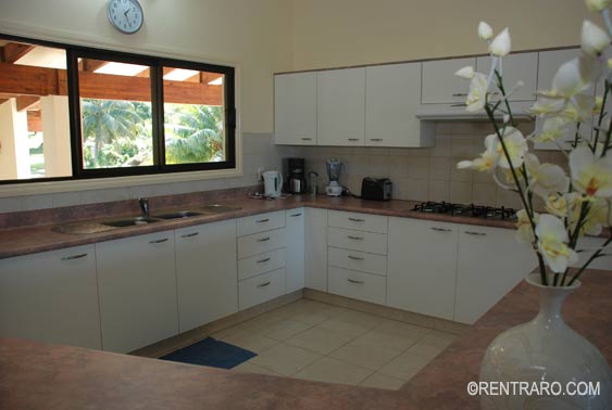 fully equipped kitchen at Matahere's, Rarotonga, Cook Islands