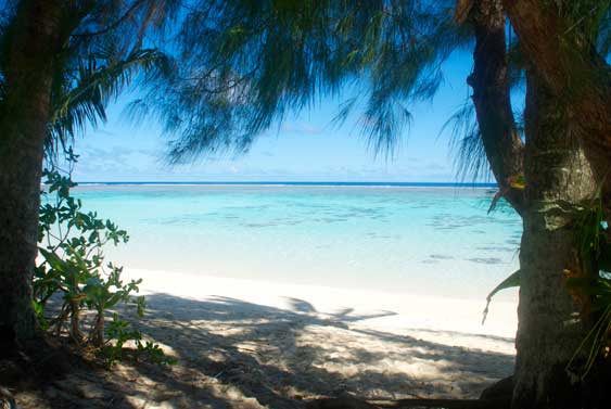 beach access is at the end of the yard at Nanas, Rarotonga, Cook Islands